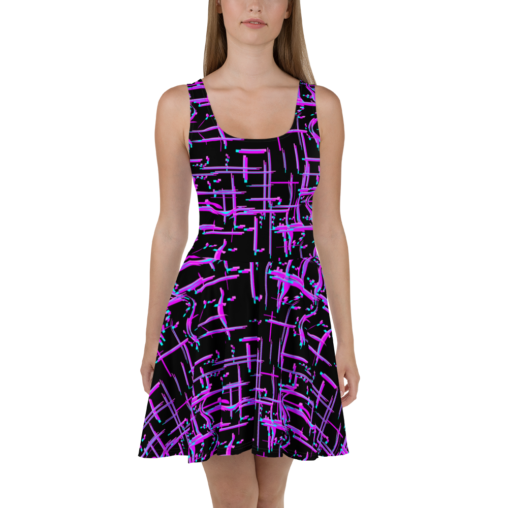 rave skater dress Sleeveless Rave Skater Dress: Psychedelic Skeleton, Pastel Goth Festival