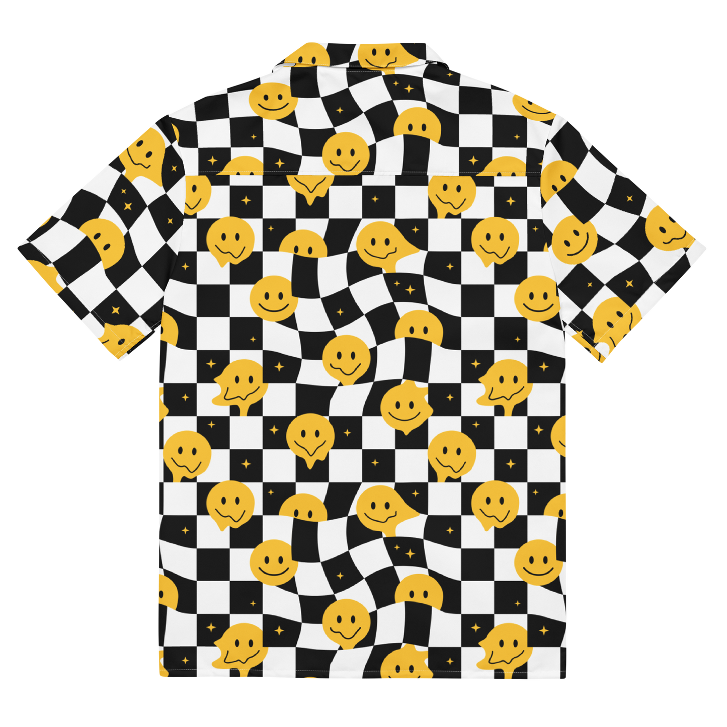 Checkerboard Smiley Faces Button Shirt