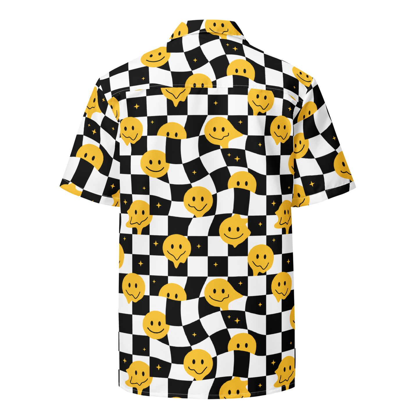 Checkerboard Smiley Faces Button Shirt