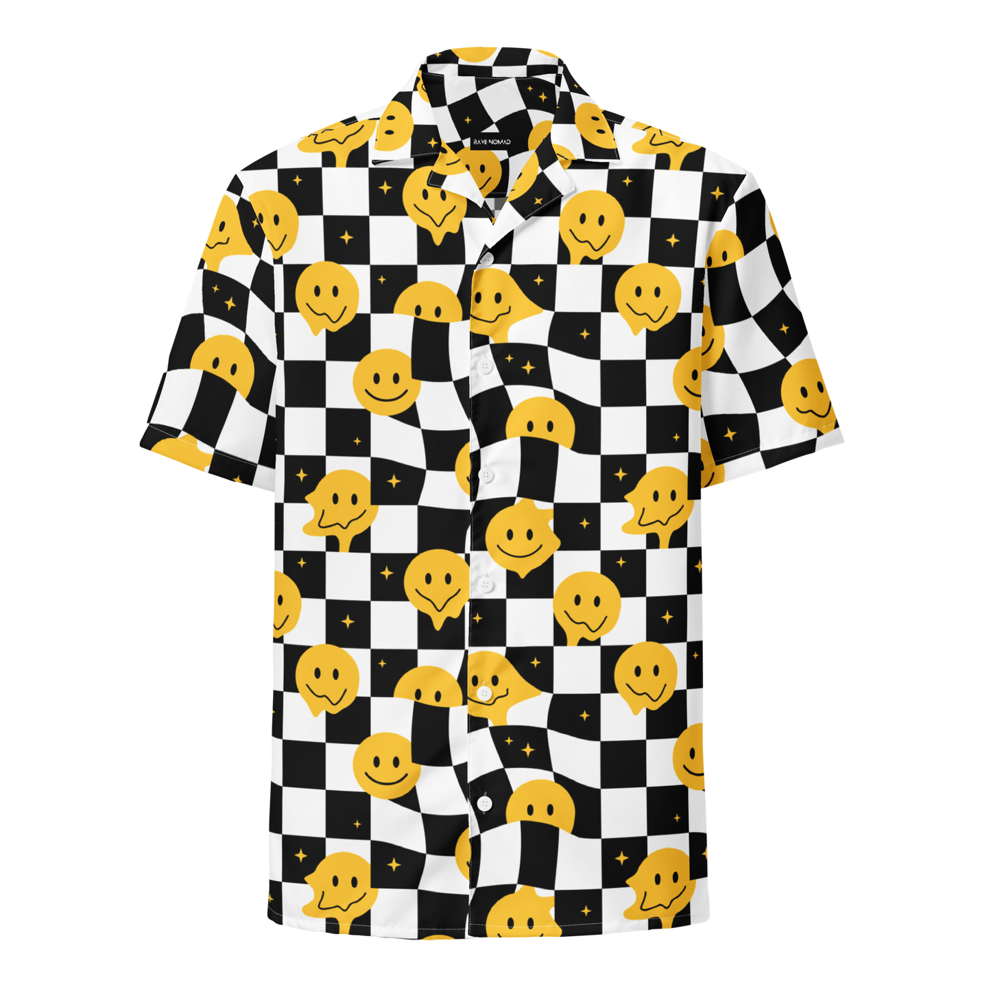 Checkerboard Smiley Faces Button Shirt