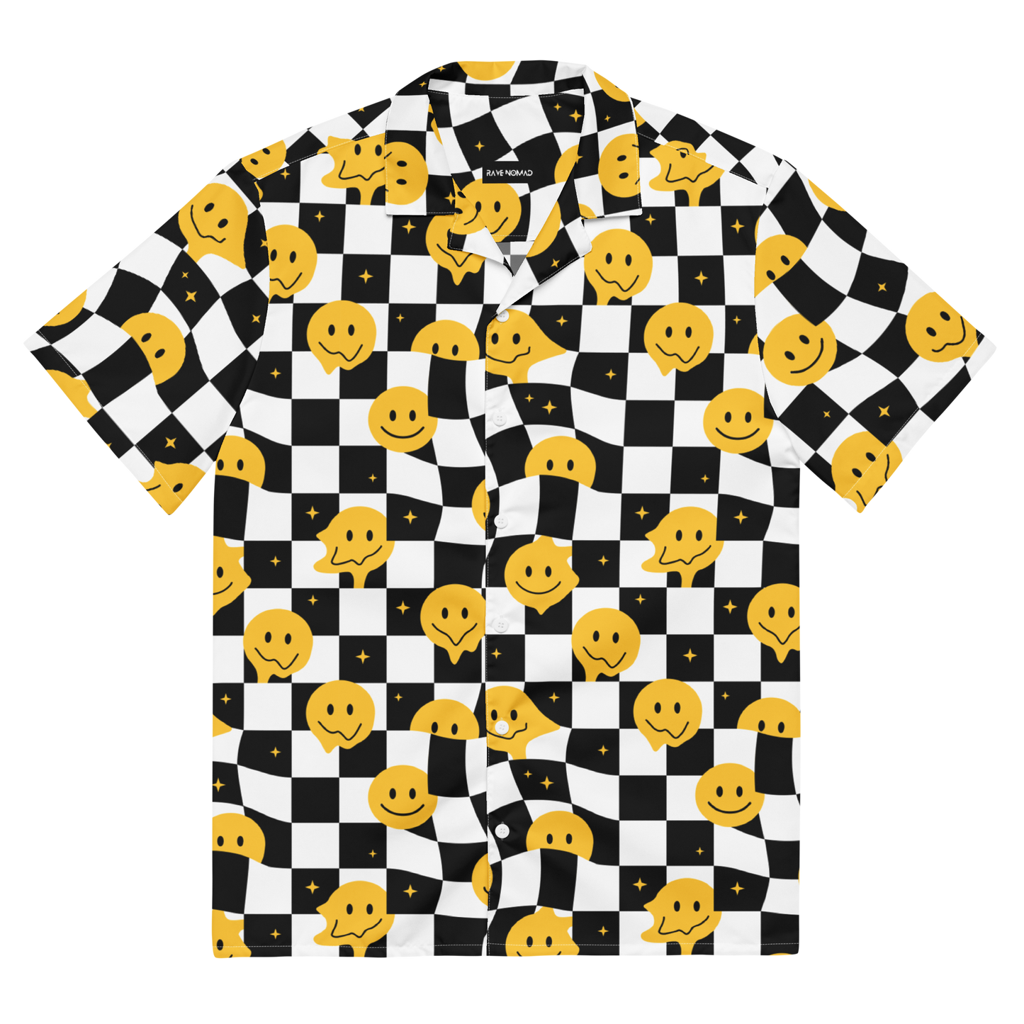 Checkerboard Smiley Faces Button Shirt