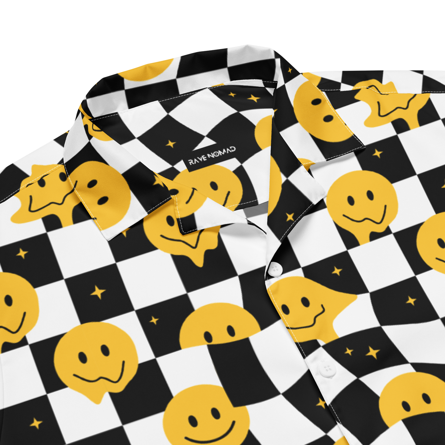 Checkerboard Smiley Faces Button Shirt